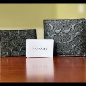 Men’s Coach Compact Id Wallet In Signature Leather brand New